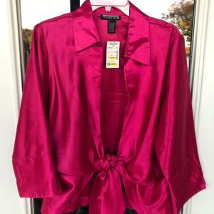 Ladies Mischa XL Fuschia Pink Silky Dressy Jacket Collared, Tapered Back.